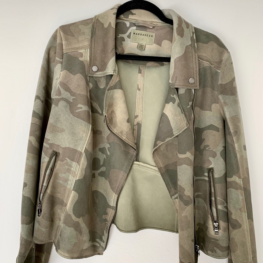 Anthropologie suede camo jacket